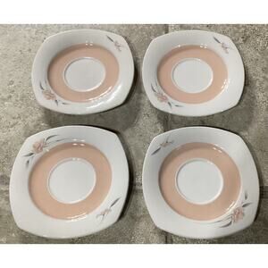 Lot Of 4 Vintage Nikko Japan Quadrille Peachglow Saucers 6”